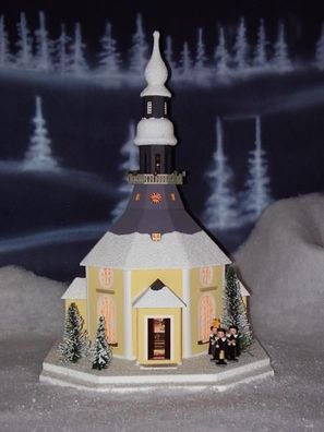 Lichterhaus Seiffener Kirche mit Kurrende LxBxH ca 26 x 32 x 42 cm NEU Haus