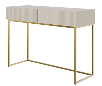 Selsey Veldio - Schminktisch mit zwei Schubladen und Goldrahmen, Graubeige, 110 cm