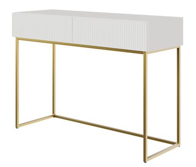 Selsey Veldio - Schminktisch mit zwei Schubladen und Goldrahmen, Weiß, 110 cm