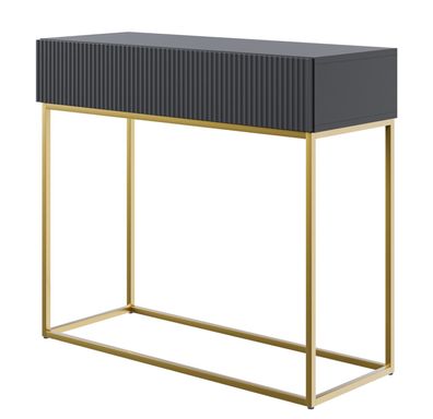 Selsey Veldio- Konsolentisch mit Schublade, Schwarz mit goldenem Metallgestell, 90 cm