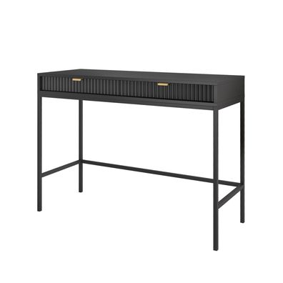 Selsey Vellore - Schreibtisch mit Schubladen, Schwarz mit geriffelten Fronten, 104 cm