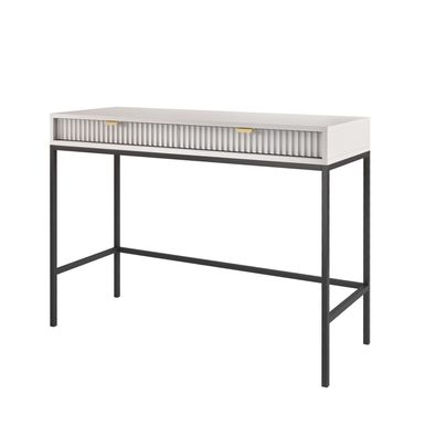 Selsey Vellore - Schreibtisch mit Schubladen, Grau mit geriffelten Fronten, 104 cm br