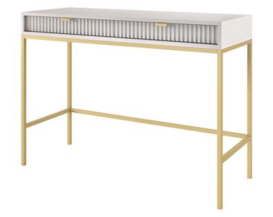 Selsey Vellore - Schminktisch, Grau mit geriffelten Fronten und goldenem Metallgeste