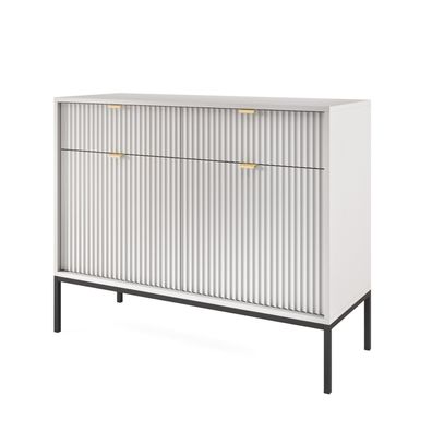 Selsey Vellore - Zweitrige Kommode, weiß mit geriffelten Fronten , 104 cm