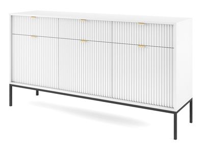 Selsey Vellore - dreitrige Kommode, weiß mit geriffelten Fronten , 154 cm