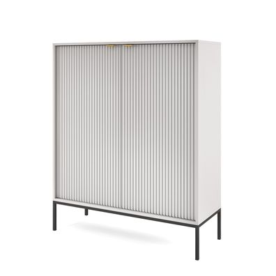Selsey Vellore - Highboard Hochkommode, Grau mit geriffelten Fronten, 104 cm