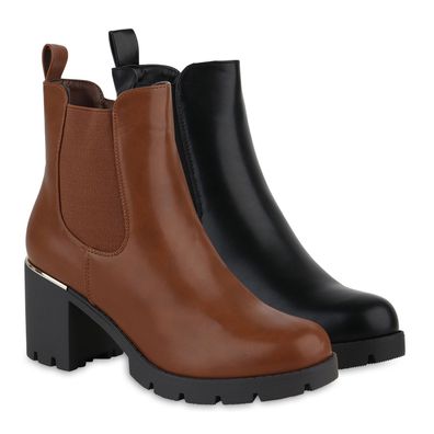 VAN HILL Damen Leicht Gefüttert Klassische Stiefeletten Profil-Sohle Schuhe 840640