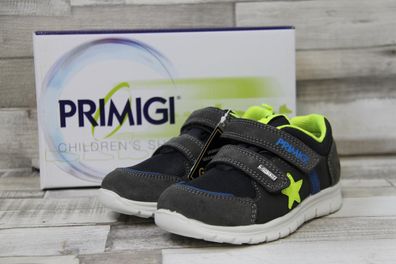 Primigi Jungen Klett-Halbschuh grau mit neongrünem Stern, Goretex