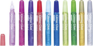 Brunnen 1048550 Glitterfarben-Set Glitter Glue rosa, pink, lila, rot, hellblau,