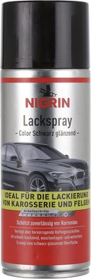 Nigrin 74113 Lackspray Autolack glänzend Rostschutz Karosserie Felgen 400 ml