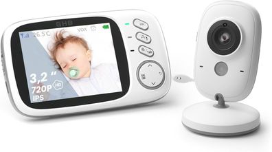 GHB Babyphone mit Kamera Baby Monitor 3.2" LCD Nachtsicht VOX Modus Zoomx3