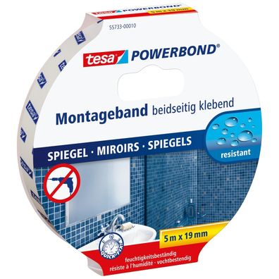 Tesa Powerbond Mirror Doppelseitiges Montageband Spiegelklebeband 5 m x 38 mm