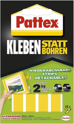 Pattex Kleben Statt Bohren Klebe-Strips Starkes Dopp 10 Streifen Je 20 X 40mm