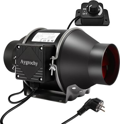 Aygrochy Rohrventilator 150mm Regelbar, Abluftventilator Inline Rohrléfter
