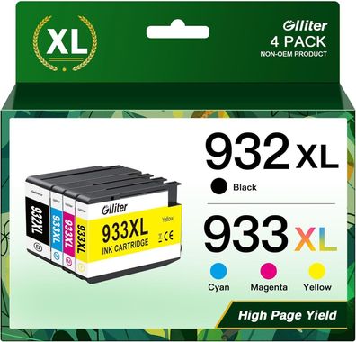 Glliter 933XL 932XL Druckerpatronen Ersatz fér HP 932 933 XL Patronen Officejet