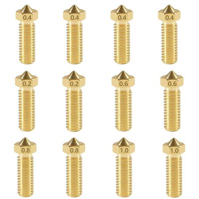 3D Drucker Désen Nozzle Volcano Set (12 Stéck), 0,4mm Messingdésen fér Volcan