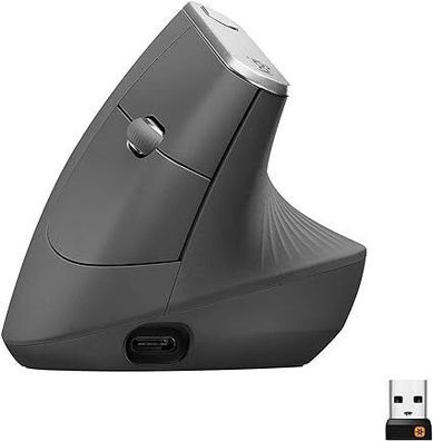 Logitech MX Vertical, Ergonomische Kabellose Maus, Bluetooth & 2.4 GHz, Mouse PC