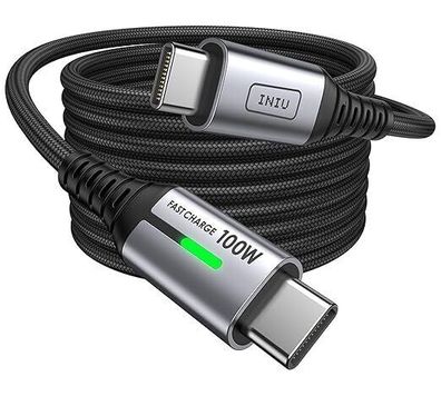 INIU USB C Kabel, 100W [2m] 5A PD QC 4.0 Schnellladekabel USB C auf USB C Kabel