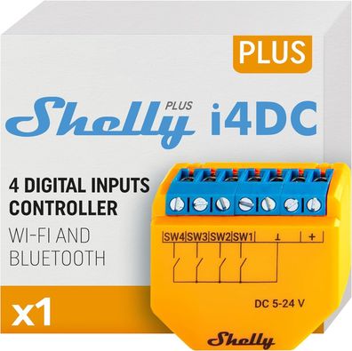 Shelly Plus i4 DC | WiFi- und Bluetooth-Smart-Controller mit 4 digitalen