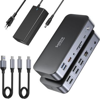 DisplayLink USB C Docking Station Dual Monitor Universal USB C Dock 15 in 1 mit