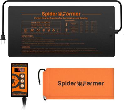 Spider Farmer Heizmatte fér Pflanzen, Wärmematte Set mit Thermostatregler, Anbau