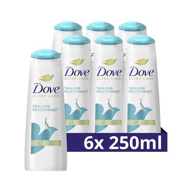 Dove Haarpflege 2 in 1 Shampoo & Spélung Tägliche Feuchtigkeit Haare 6 x 250 ml