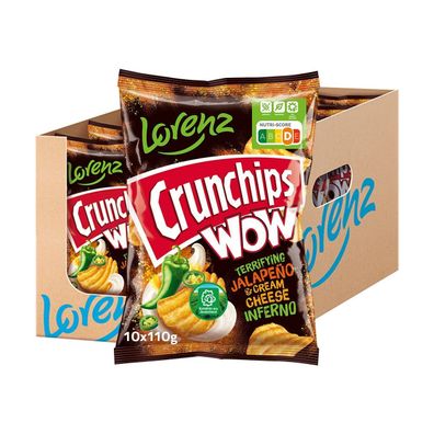 Lorenz Crunchips WOW JalapeÃ±o Cream Cheese Chips Snack 10 x 110g 10er Pack