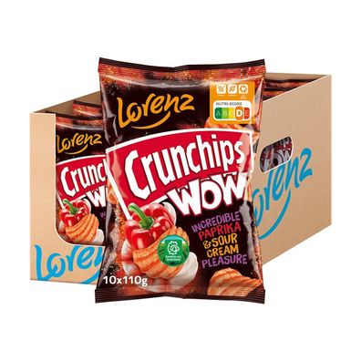 Lorenz Snack World Crunchips WOW Paprika & Sour Cream, 10er Pack (10 x 110 g)