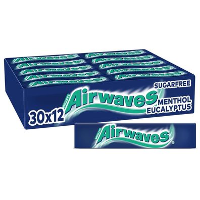 Airwaves Menthol & Eucalyptus Kaugummi zuckerfrei 30 Packungen (30 x 12 Dragees)