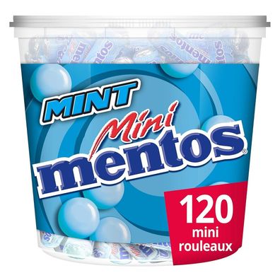 Mentos Mini Mint Classic Kaubonbons Pfefferminz Minz-Dragees Eimer 120 Rollen