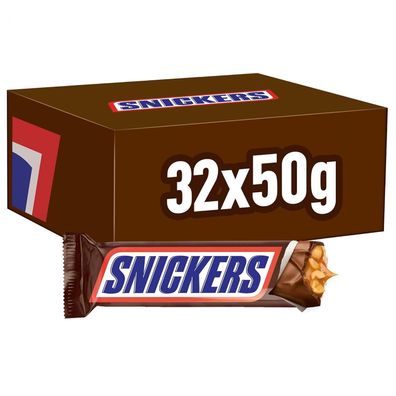 Snickers Schokoladenriegel Erdnésse Karamell Schokolade Séßwaren 32 x 50 g