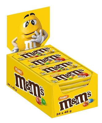 M&M'S Peanut Schokolinsen Schokolade Erdnésse Séßwaren Beutel 24 x 45g 24er Pack