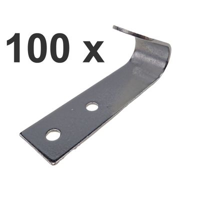 100er Set Zweiloch Planenhaken Metall, 72 x 20mm, verzinkt, Lochabstand ca. 20mm
