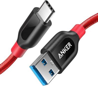 Anker PowerLine+ USB-C auf USB 3.0 A Ladekabel Android MacBook Sony 90cm Rot