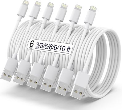 Apple MFi Certified] 6er Pack iPhone Ladekabel Schnellladeleitung Lightning