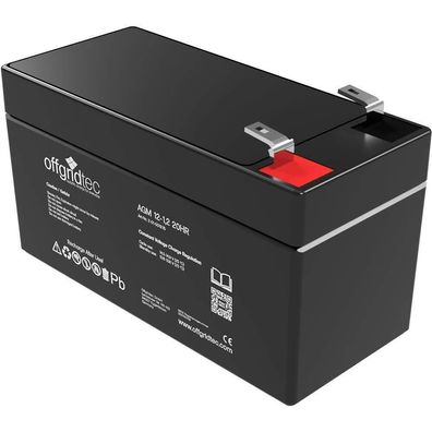 OffgridtecÂ® 1,2Ah 12V Bleiakku AGM Zyklenfest USV Ersatz VRLA Batterie