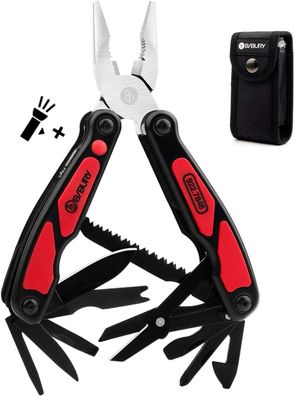 BIBURY Multitools, 14-in-1 Multifunktionale Zange mit Taschenlampe, Dosenöffner