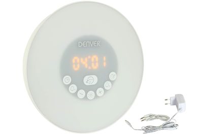 Denver LED Radiowecker weiß mit Bluetooth USB AUX Micro-SD FSE Funktion