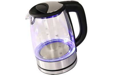 Deski Wasserkocher Edelstahl Glas kabellos Fassung 1,7 Liter LED Beleuchtung