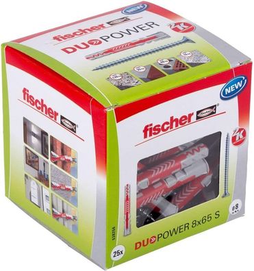 Fischer Duopower 8 x 65 S, Universaldébel mit Sicherheitsschraube