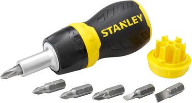 Stanley Bit-Schraubendreher Stubby (mit Ratsche, kurze Ausféhrung, + sechs Bits)