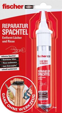 Fischer Reparatur Spachtel fertige Spachtelmasse Löcher & Risse Naturweiß 70 ml