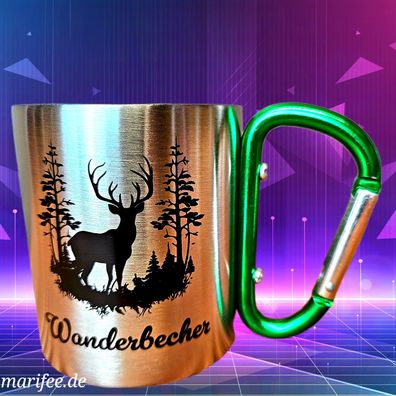 Outdoorbecher Metall mit Karabiner, Wanderbecher Art.-Nr. 12401