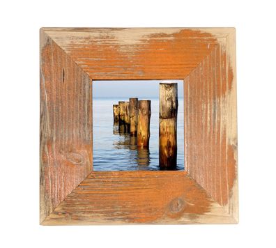 Mein Landhaus Bilderrahmen Orange Alt-Holz Vintage Unikat