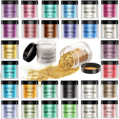 Epoxidharzfarbe Glimmerpulver 30 Farben Metallic Set Pigment Fér DIY Usw Und Neu