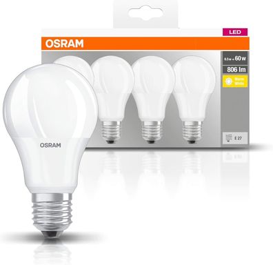 Osram LED Base Classic A Lampe in Kolbenform mit E27-Sockel nicht dimmbar