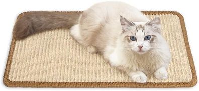 Fukumaru Kratzmatte Katze natérliche Katzenkratzbretter Sisal Kratzteppich Beige