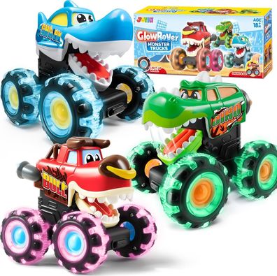 JOYIN 3Pcs Monster Truck Spielzeug, leuchtende Autos, Monster Treads Lightning
