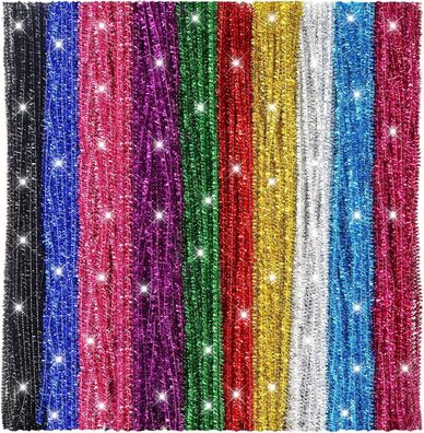 Glitzer Pfeifenreiniger Chenilledraht 400 Stéck Bunt Biegeplésch 30 Cm Lang Neu