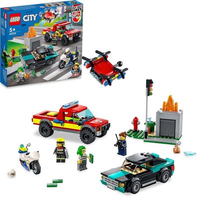 LEGO 60319 City Löscheinsatz & Verfolgungsjagd Feuerwehrauto Motorrad Spielzeug